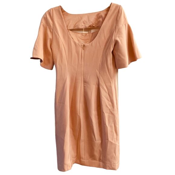 Jay Godfrey Peach Dress Front Cutout Flare Sleeves Back Zip Size 6 - Picture 3 of 8